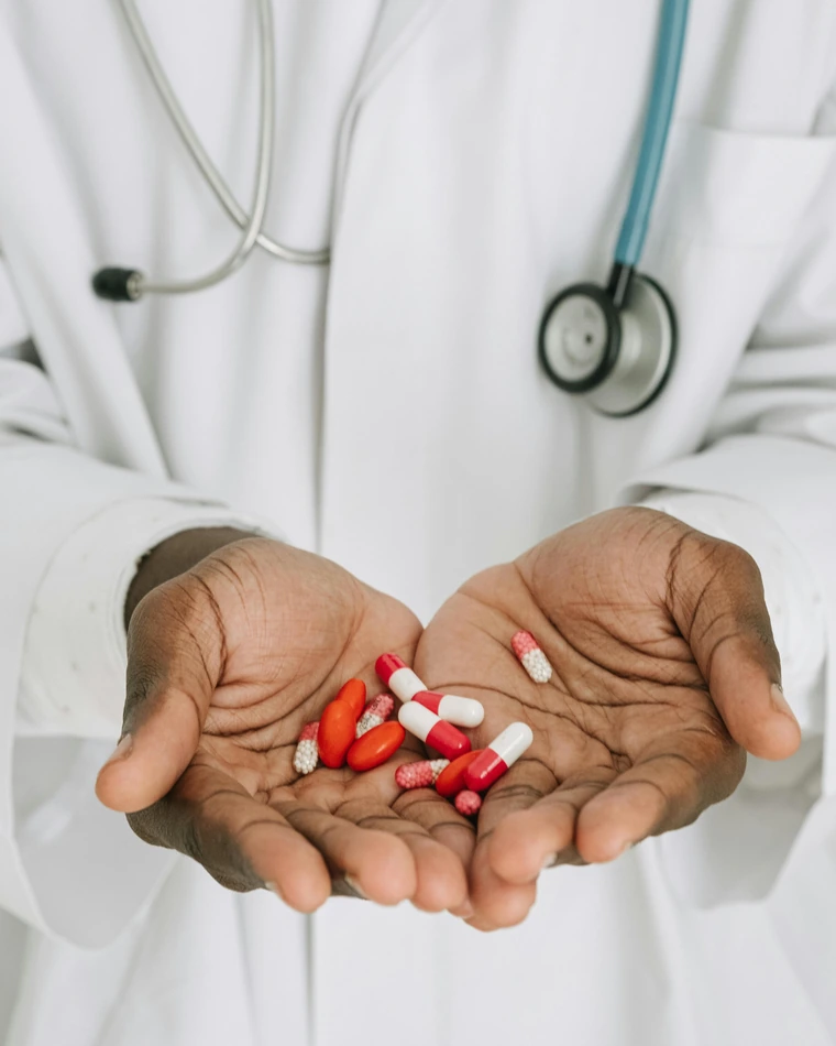 A provider holding medication