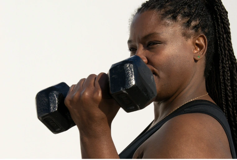 A patient during a strength session